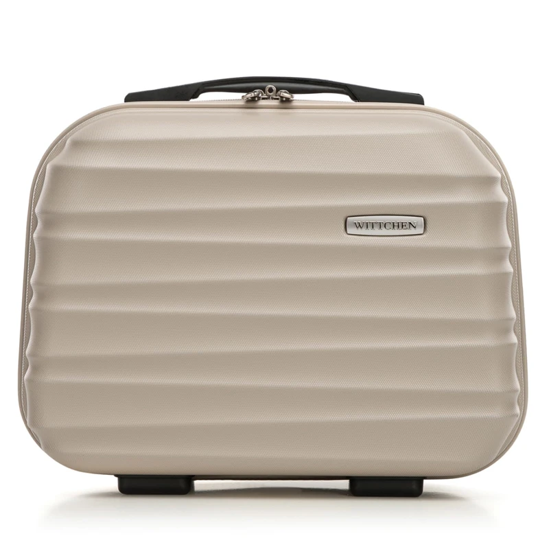 WITTCHEN Cosmetic Case Travel Suitcase Carry-On Cabin Luggage Hardshell Made of ABS Combination Lock Groove Line Beige - Image 1
