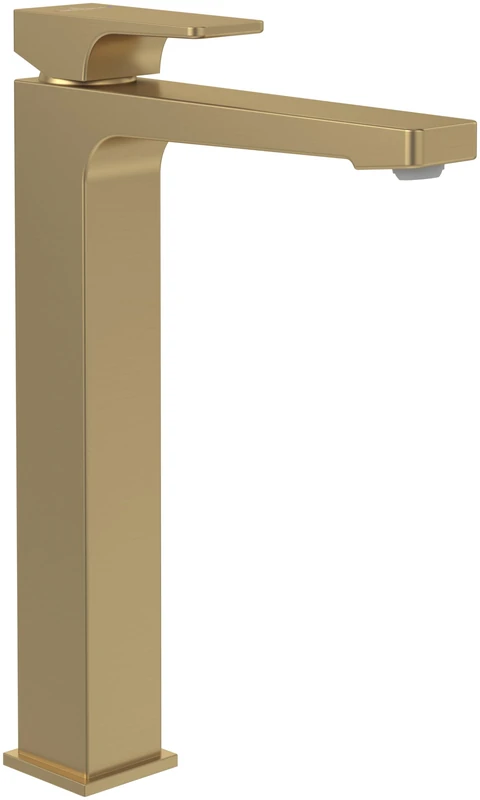 Villeroy & Boch Architectura Square Raised washbasin, Bathroom with Push-Open Outlet Fitting, Water-Saving washbasin, spout Height 258 mm, Square, Brushed Gold