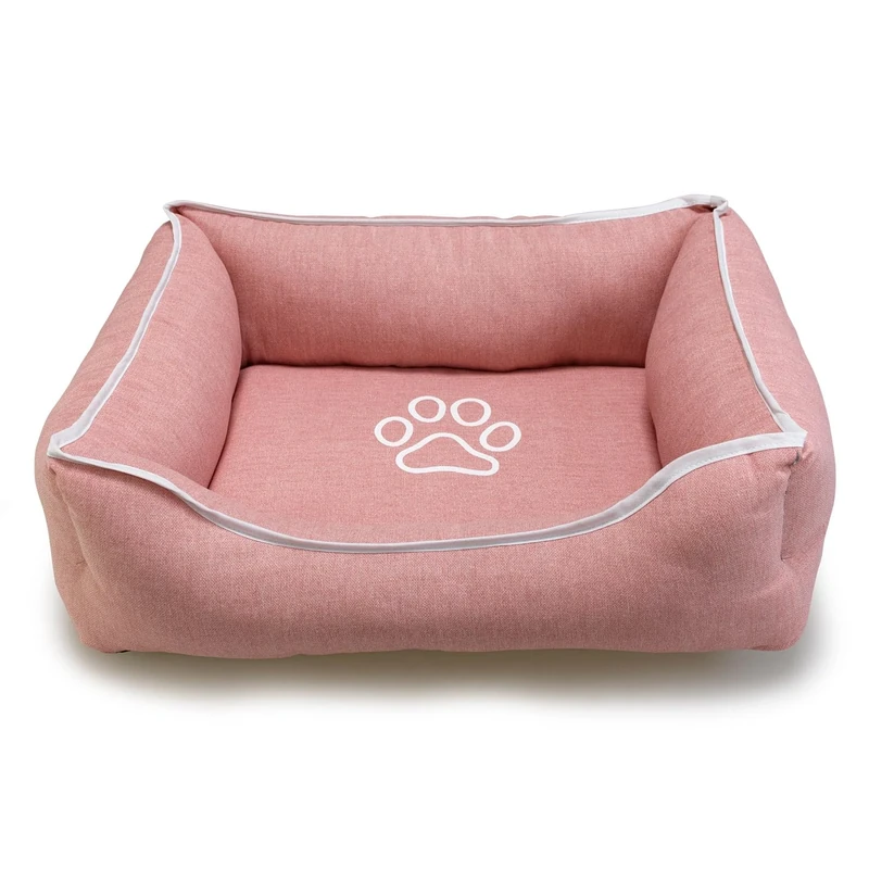 Arquivet - Pink Square Dog Bed with Footprint and Trim 85 x 68 x 21 cm -Dog Bed - Dog Accessories