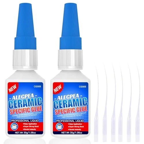 ALECPEA 2Pack 30g Ceramic Super Glue for Porcelain and Pottery Repair - Rapid-Setting, Waterproof Adhesive for Porcelain, Pottery, Dishes, Tiles, DIY Crafts, and More