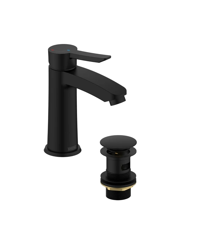 Bristan APE ES BAS BLK Apelo Eco Start Basin Mixer with Clicker Waste, Black