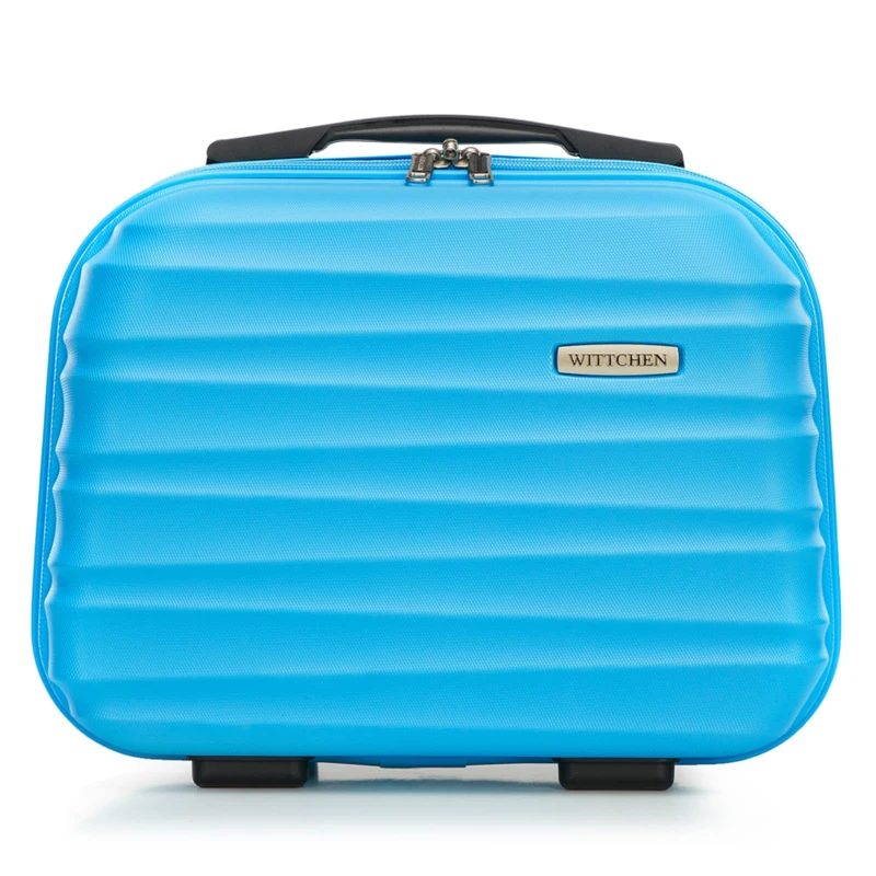 WITTCHEN Cosmetic Case Travel Suitcase Carry-On Cabin Luggage Hardshell Made of ABS Combination Lock Groove Line Blue