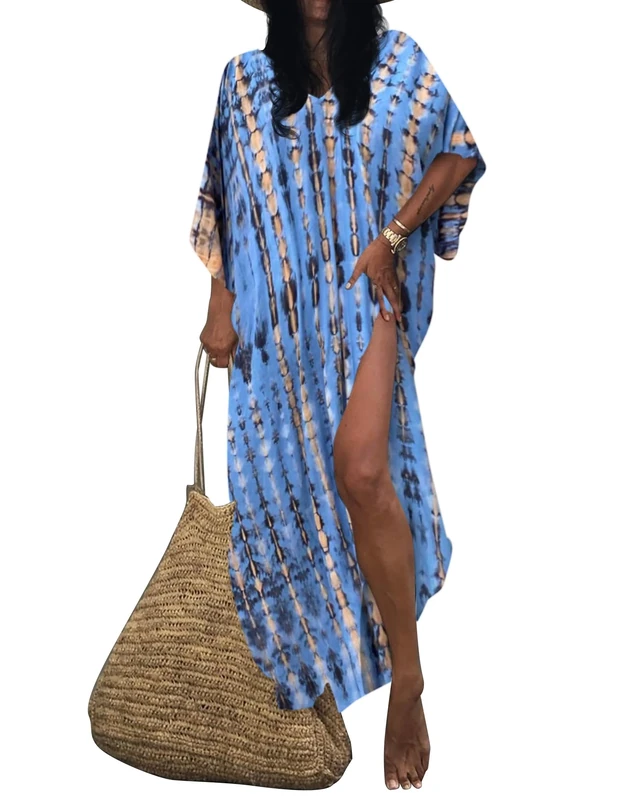 Bsubseach Kaftans Cover Ups for Women Plus Size Caftans Loungewear Swim Coverup Beach Wear Maxi Summer Dress