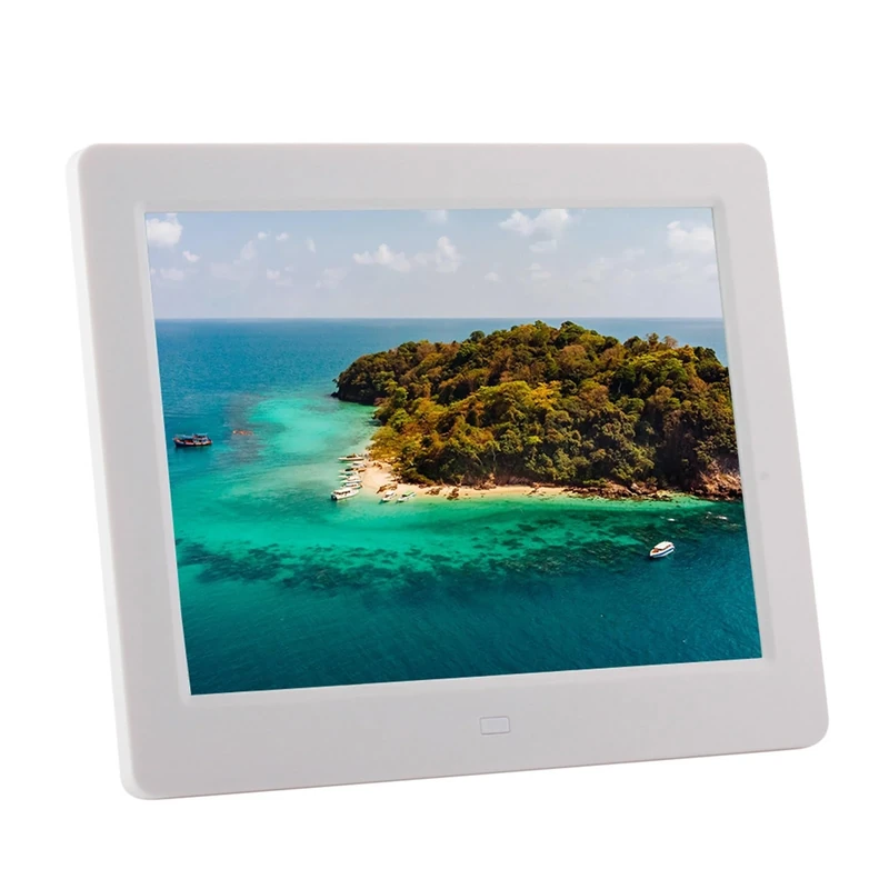 RUIRUME 8 Inch 4:3 Square Digital Photo Frame Display Photos Music Video Player Calendar Auto On/Off Timer (Color : White)