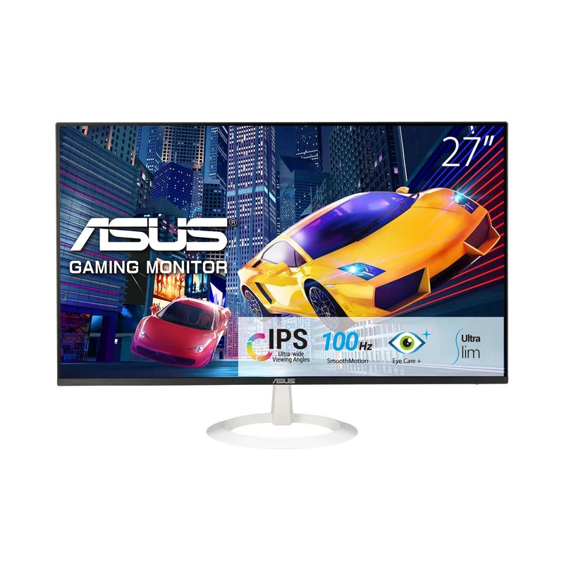 ASUS VZ27EHF-W Eye Care Gaming Monitor – 27-inch, IPS, Full HD, Frameless, 100Hz, Adaptive-Sync, 1ms MPRT, HDMI, Low Blue Light, Flicker Free, Wall Mountable