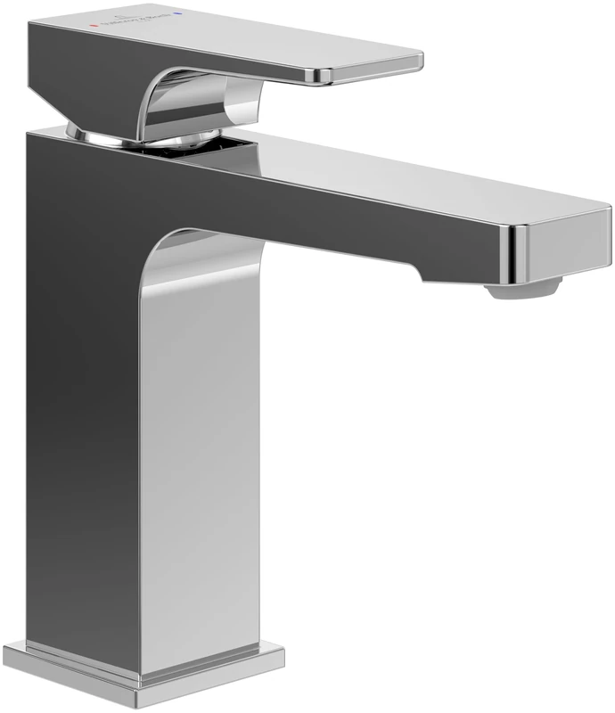 Villeroy & Boch Architectura Square washbasin Without Outlet Fitting, Bathroom with Ceramic Cartridge, Water-Saving washbasin, spout Height 113 mm, Square, Chrome