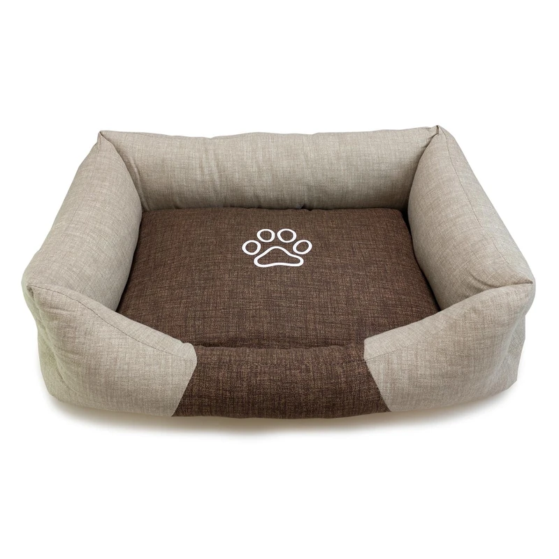 Arquivet Square Dog Bed Brown and Beige with Footprint 70 x 55 x 19 cm