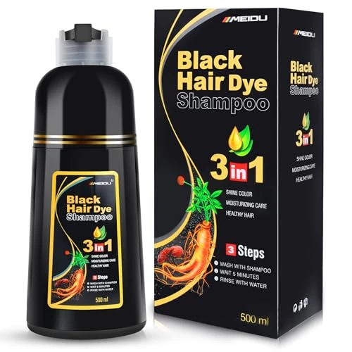 Black Hair Dye Shampoo 3 in 1, Natural Herbal Dye Shampoo for Grey Hair Coverage Hair Color for Women and Men