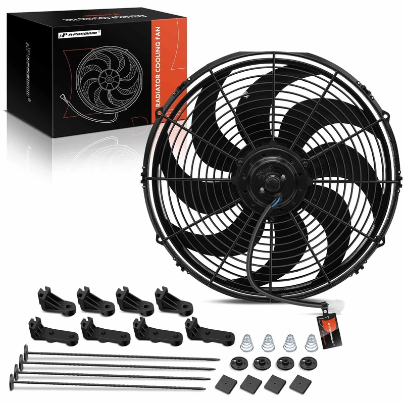 A-premium 16'' 16 inch Slim Fan Pull Universal Electric Radiator Cooling Fan Assembly, 12V 120W with Mount Kit
