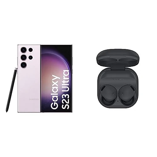 Samsung Galaxy S23 Ultra 5G Dual SIM Android Mobile Phone, 256GB, SIM Free Smartphone, Lavender, 3Y Extended Manufacturer Warranty with Buds2 Pro Wireless Earphones, Graphite (UK Version)
