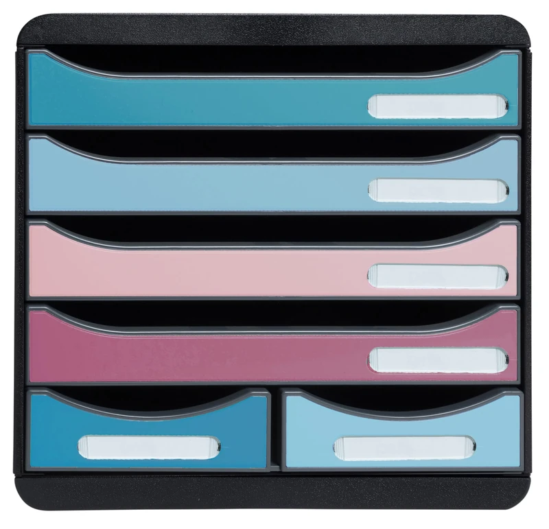 Exacompta - Item no. 312606D - BIG-BOX maxi Skandi - 1 box with 4 drawers for A4+ documents and 2 small drawers for storing office utensils, external dimensions: D 34.7 x W 27.8 x H 27.1 cm