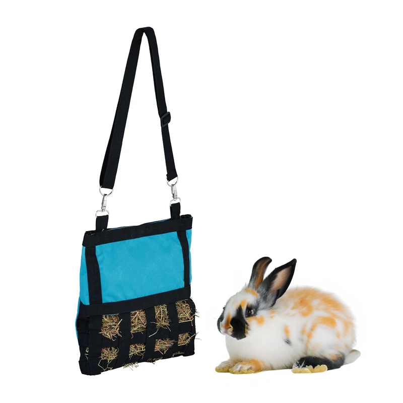 Relaxdays Hay Bag, for Small Animals, Rabbits, Guinea Pigs, Straw Storage, Cage Accessories, HxW 30 x 30 cm, Blue/Black