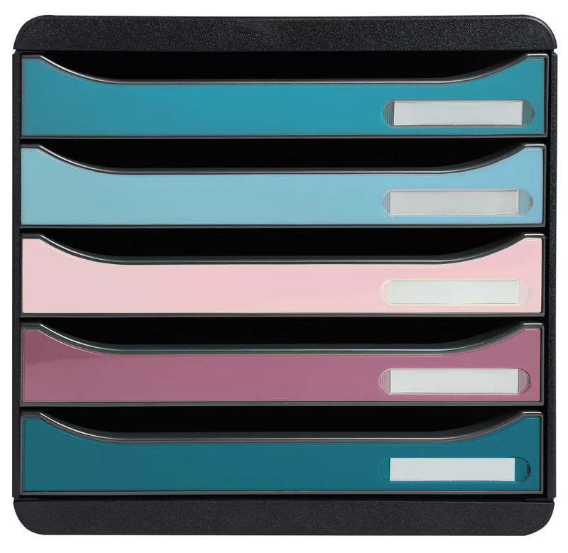 Exacompta - Ref 309606D - Skandi BIG BOX+ storage unit, stackable - 5 drawer cabinet for A4+ documents - External dimensions: Depth 34.7 x Width 27.8 x Height 27.3 cm