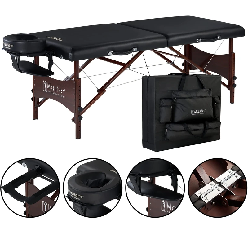 Master Massage Roma I 71cm Folding Portable Massage Table Bed with Carrying Case- Tattoo Table, Lash Bed Beauty Bed Spa Salon Treatment Table (Black)