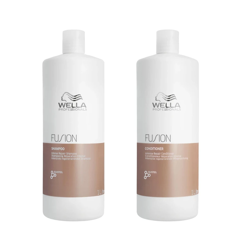 Wella Professionals Deep Repair Professional Hair Care Duo for Dry & Damaged Hair, Fusion Intense Repair Shampoo 1L & Conditioner 1L Bundle