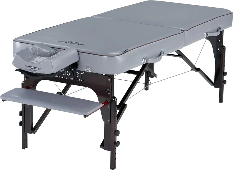 Master Massage 71cm Montour Lx Portable Massage Table Package with 7.6cm Memory Foam, Dove Grey- Foldable Massage Table Massage Couch, Folding Spa Beauty Bed