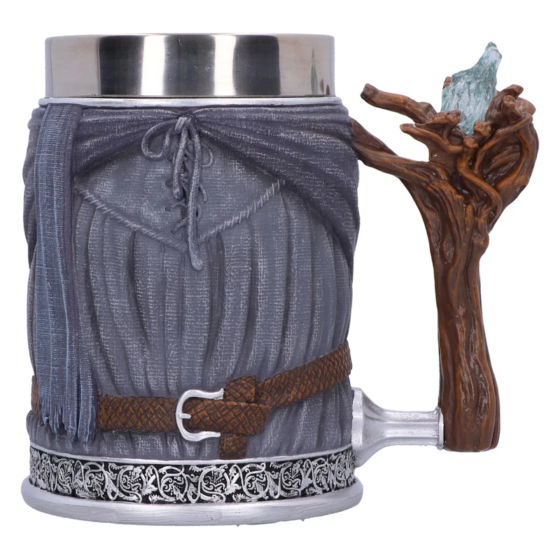 Nemesis Now Lord of the Rings Gandalf the Grey Tankard 15.5cm – Official LOTR Collectible Resin Stein with Stainless Steel Insert