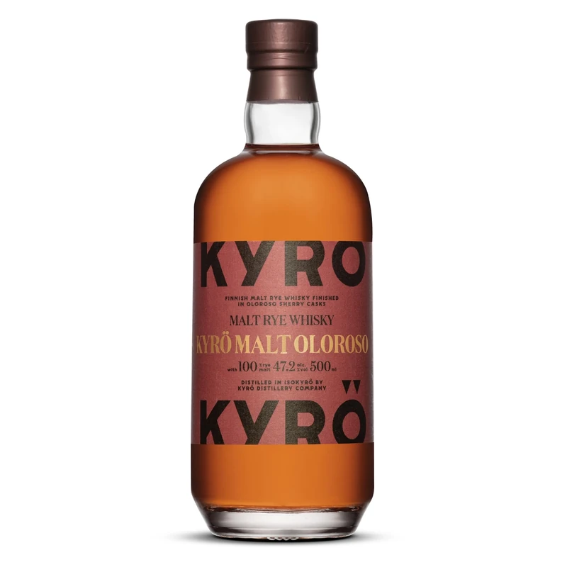 Kyrö Oloroso Malt Rye Whisky, 70cl - 47.2 Percent ABV Finnish Rye Whisky with Oloroso Sherry Barrel Finish - Double Pot Distilled and Cask-Aged for An Intense Flavour