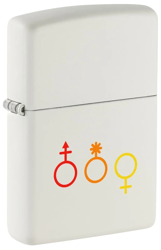 Zippo Windproof Lighter, LGBTQ+ Design – Matt White, Colour Image – Refillable, Reusable, Windproof Design – Comes in Gift Box – Made in USA
