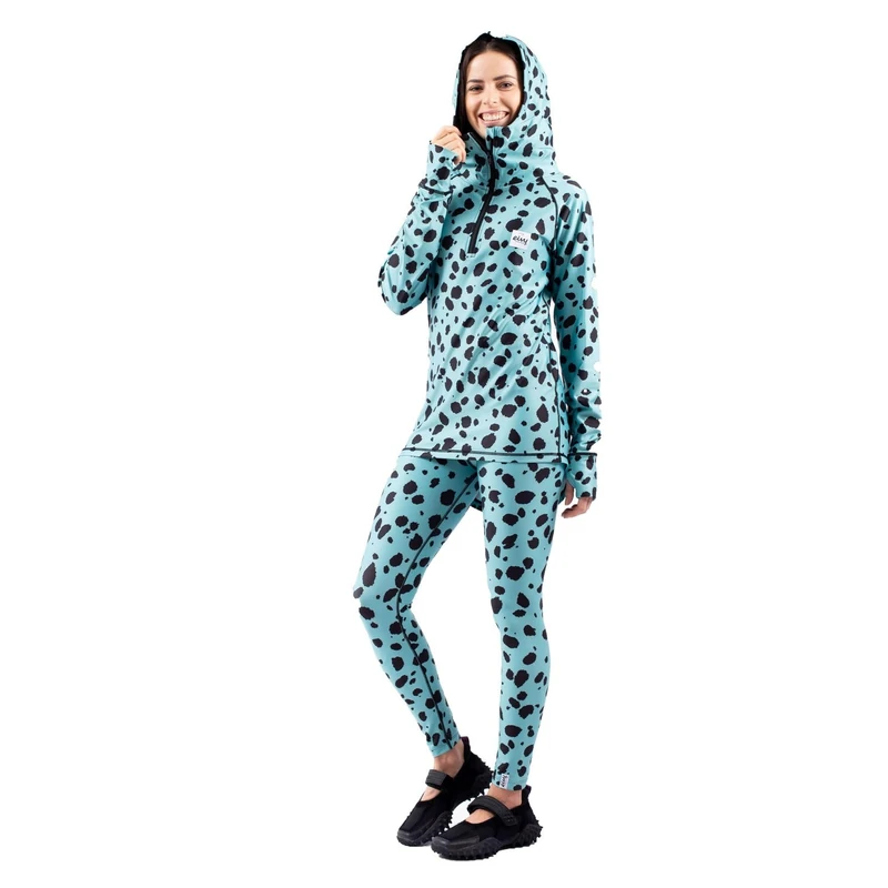 Eivy Women's Icecold Zip Hood Top Yoga Shirt, Turquoise Cheetah, S