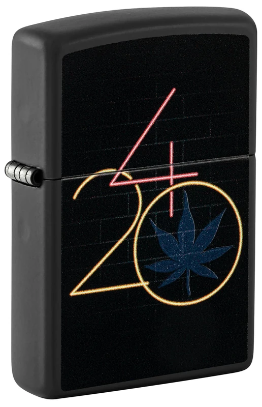 Zippo Windproof Lighter, 420 Design – Matt Black, Black Light – Refillable, Reusable, Windproof Design – Comes in Gift Box – Made in USA