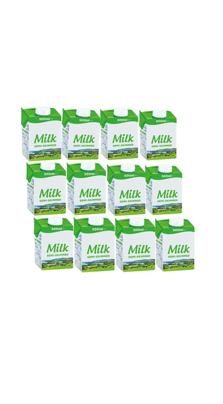 Lakkeland Dairies Semi-Skimmed Milk | 12 Pack of 500ml | Long Life | Delicious & High in Protein