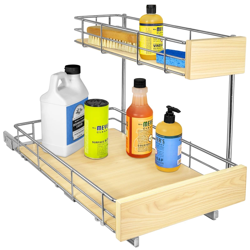 Lynk Professional® SELECT™ Slide Out Under Sink Cabinet Organizer 11.5" W x 18" D Slide Out Drawers for Kitchen Cabinets - Sliding Pantry Shelves - Roll Out Shelf for Pots, Pans