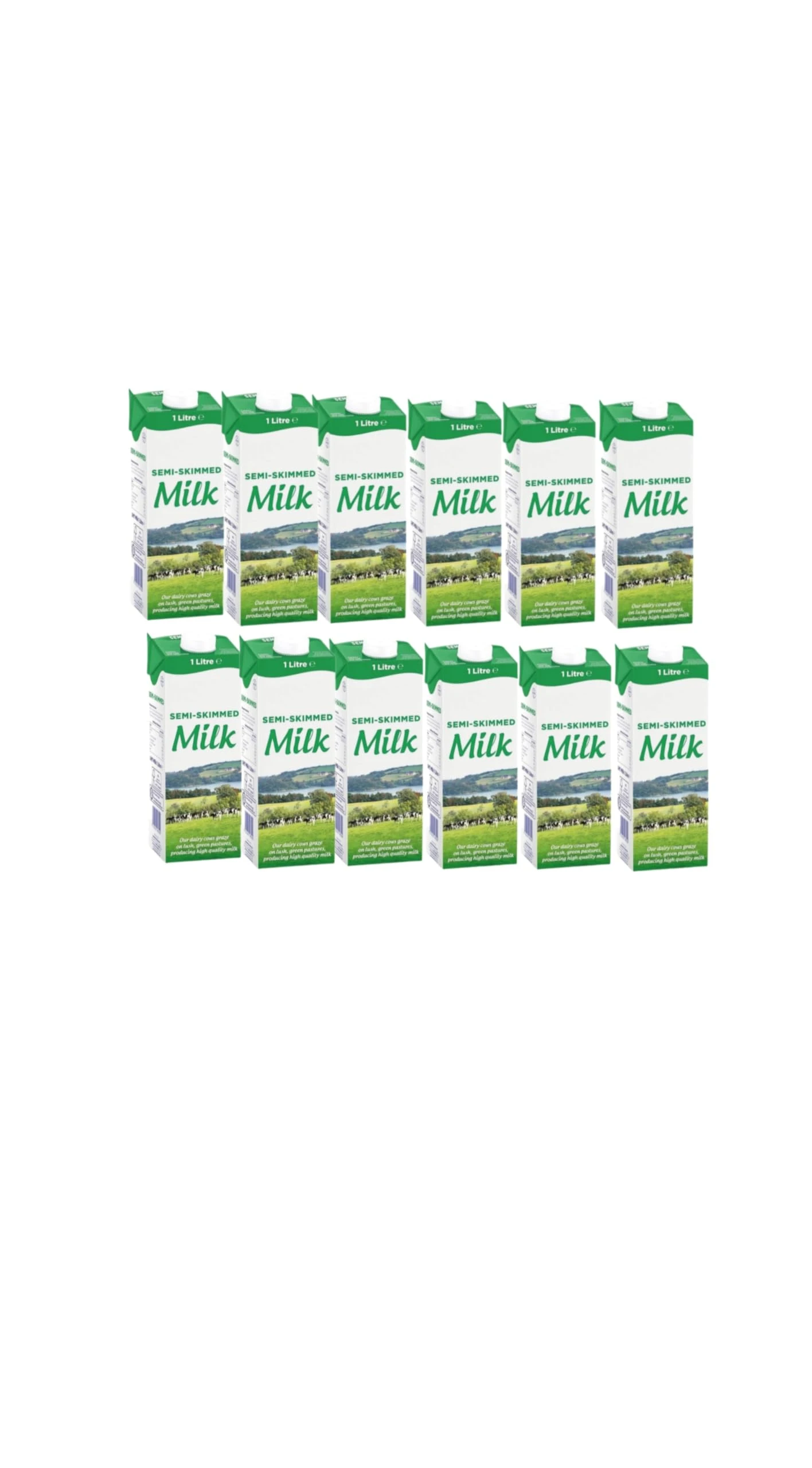 Lakkeland Dairies Semi-Skimmed Milk | 12 Pack of 1Ltr l | Long Life | Delicious & High in Protein