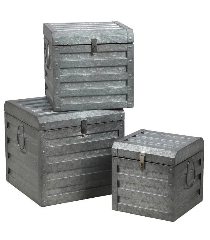 Urban living Loft & Metal Metal Box x 3 S32 x 21 x H24 cm/M42 x 27 x H29 cm/L54 x 32 x H34 cm