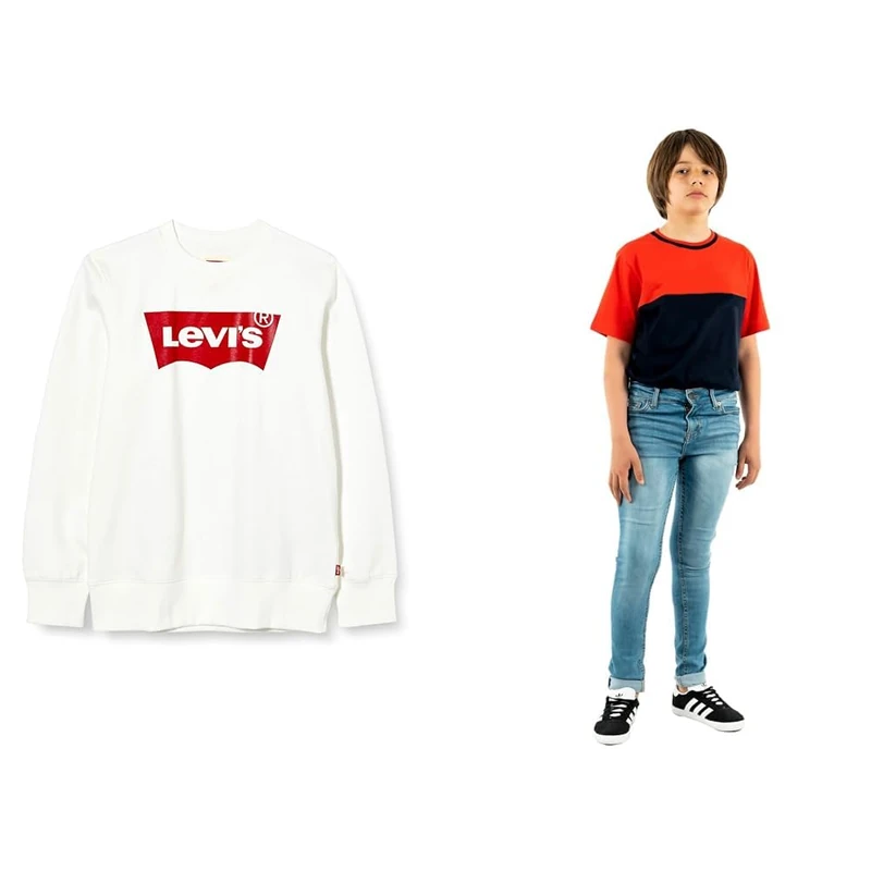 Levi's LVB Batwing Crewneck Sweatshirt And LVB Skinny Taper Jeans Boys