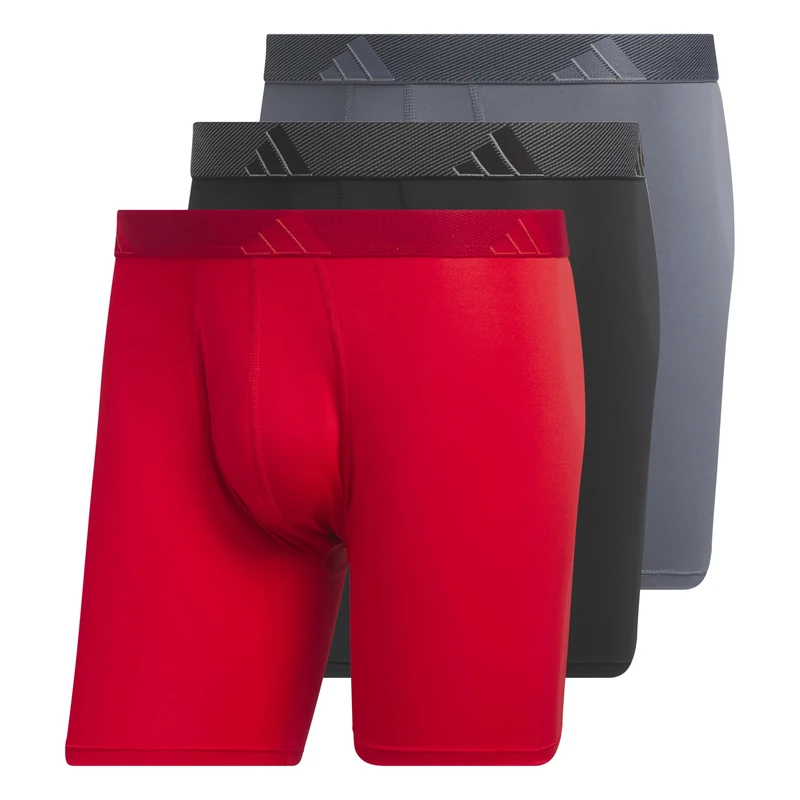 adidas Men's Microfiber 3-Pack Boxer Brief, Better Scarlet/Black/Onix Grey, M