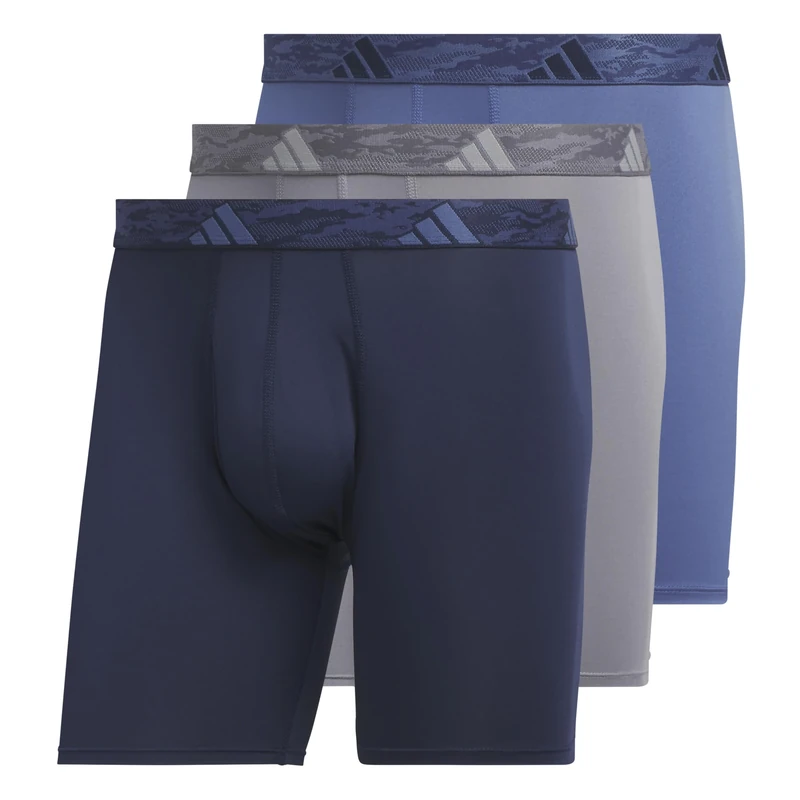 adidas Men's Microfiber 3-Pack Boxer Brief, Collegiate Navy/Grey/Crew Blue, M