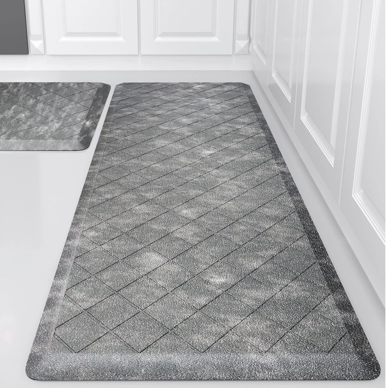 WEZVIX Cushioned Anti-Fatigue Mats, Heavy Duty Kitchen Rugs, 1/2 Inch Thick, Ergonomic Comfort Foam, Gray