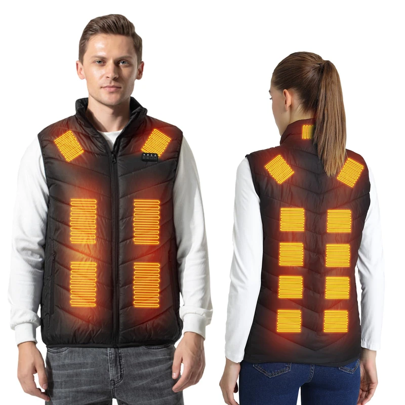 Armorget Heated Vest, 3-Levels Temperature Control, with 17 Heating Zones, USB Rechargeable Heated Gilet, Washable Heated Jacket for Outdoor Camping, Hiking (Batteries Excluded) 2XL Black