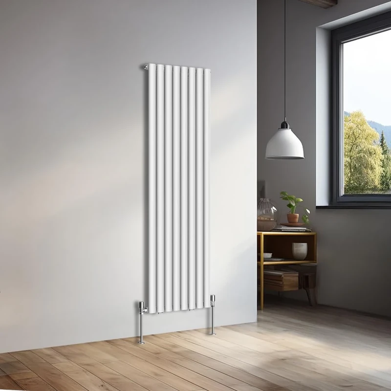 NRG 1600x472mm Vertical Oval Single Panel Heater Column Radiator Central Heating Radiators Designer Tall Radiators Gloss White
