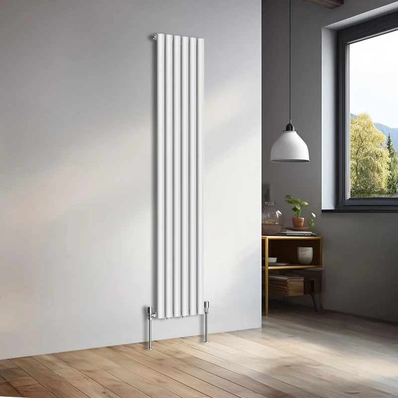 NRG 1800x354mm Vertical Oval Single Panel Heater Column Radiator Central Heating Radiators Designer Tall Radiators Gloss White