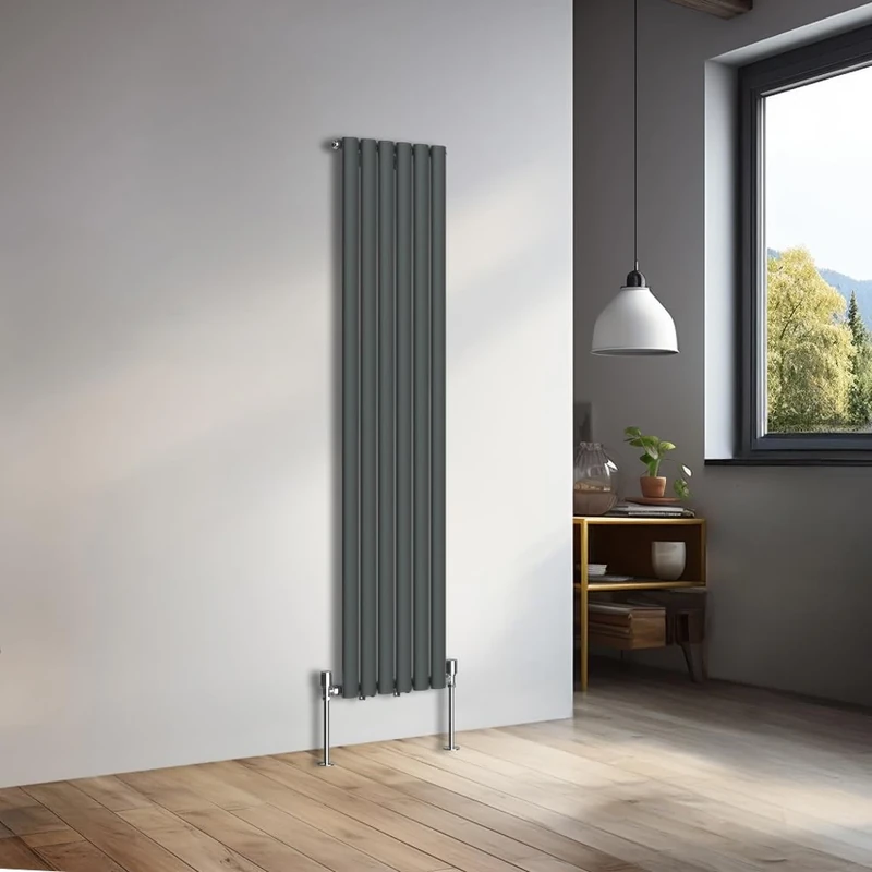NRG 1600x354mm Vertical Oval Single Panel Heater Column Radiator Central Heating Radiators Designer Tall Radiators Anthracite