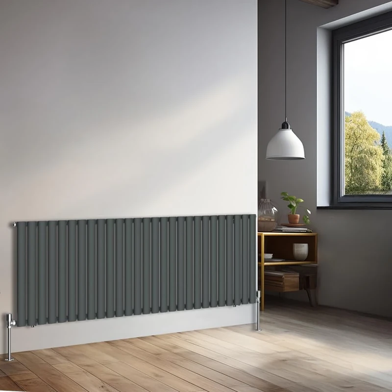 NRG 600x1593mm Horizontal Oval Single Panel Radiator Heater Column Radiator Central Heating Radiators Anthracite