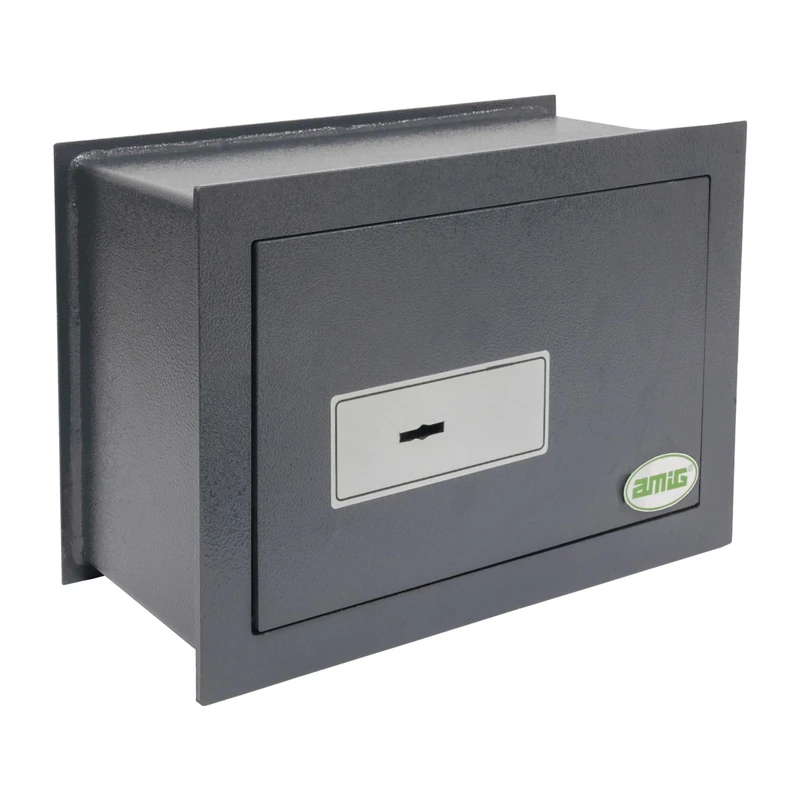 Amig - Plug-in Safe | Opening with Casting Key | Wall Safe | Includes 2 Keys | 30 x 15 x 20 cm