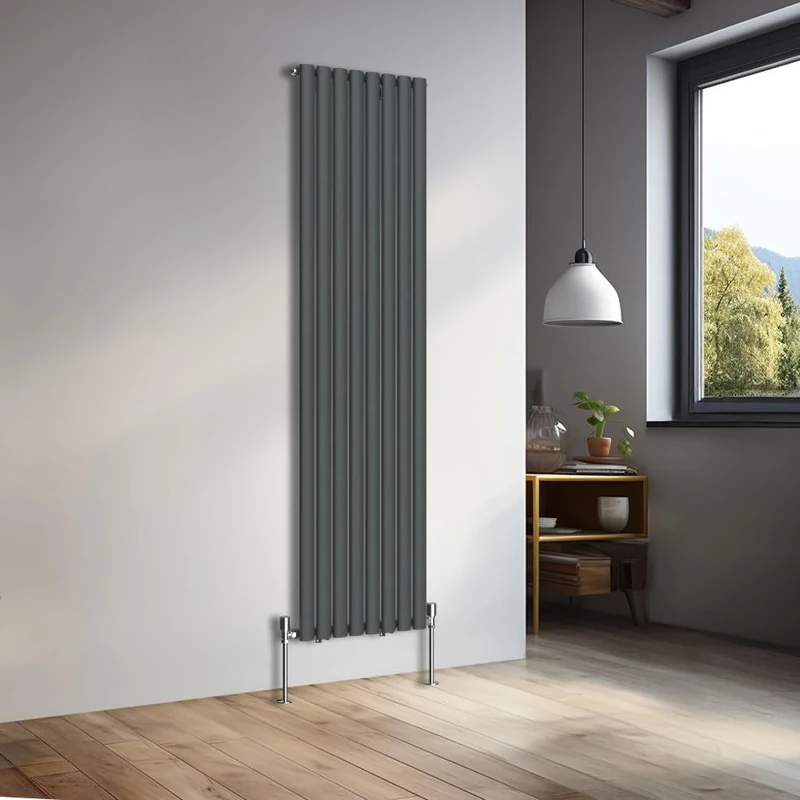 NRG 1800x472mm Vertical Oval Single Panel Heater Column Radiator Central Heating Radiators Designer Tall Radiators Anthracite