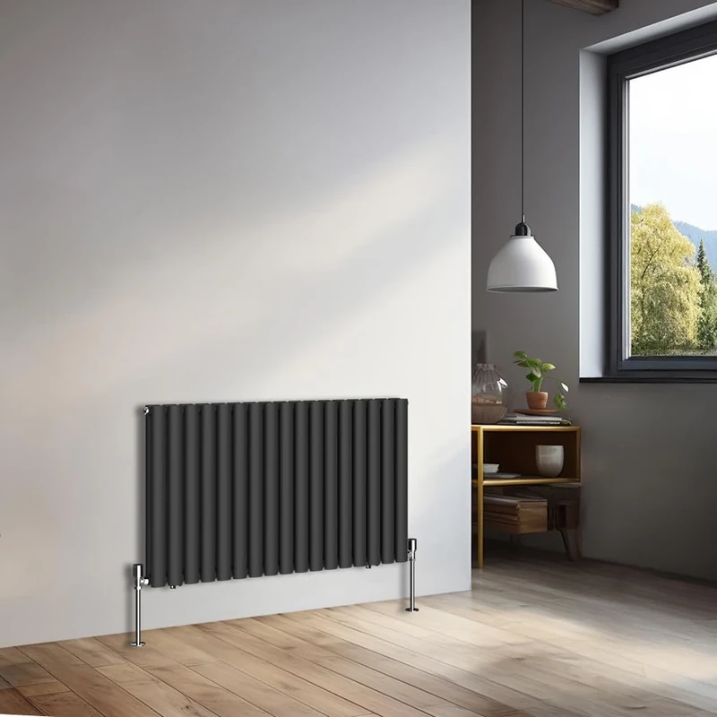 NRG 600x1003mm Horizontal Oval Double Panel Radiator Heater Column Radiator Central Heating Radiators Black