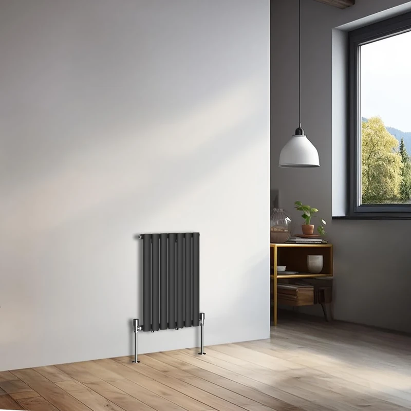 NRG 600x413mm Horizontal Oval Single Panel Radiator Heater Column Radiator Central Heating Radiators Black