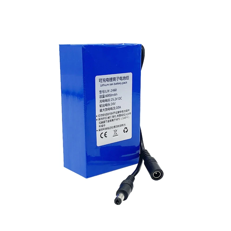 SSCYHT DC 24V Rechargeable Lithium Ion Battery Pack 5000mAh-45000mAh Portable Lithium Polymer Battery 25.2V for Electric Toys Outdoor Lighting LED Strips Spare Battery,24V6000MAH