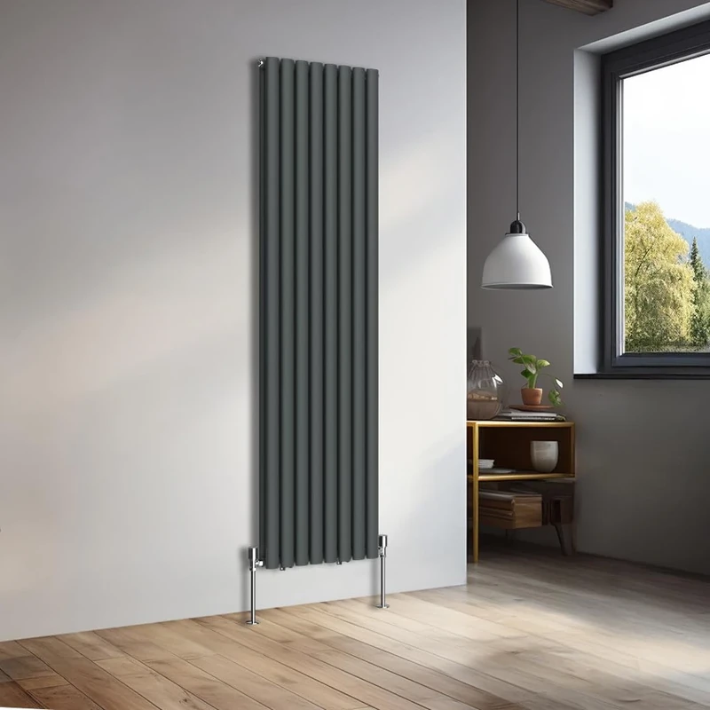 NRG 1800x472mm Vertical Oval Double Panel Heater Column Radiator Central Heating Radiators Designer Tall Radiators Anthracite