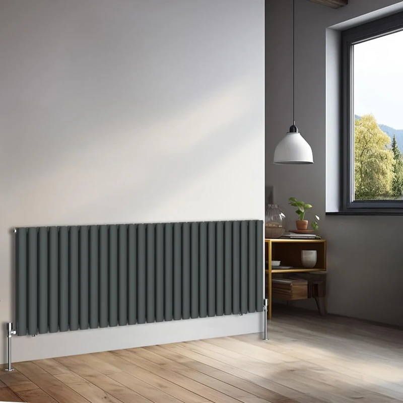 NRG 600x1593mm Horizontal Oval Double Panel Radiator Heater Column Radiator Central Heating Radiators Anthracite