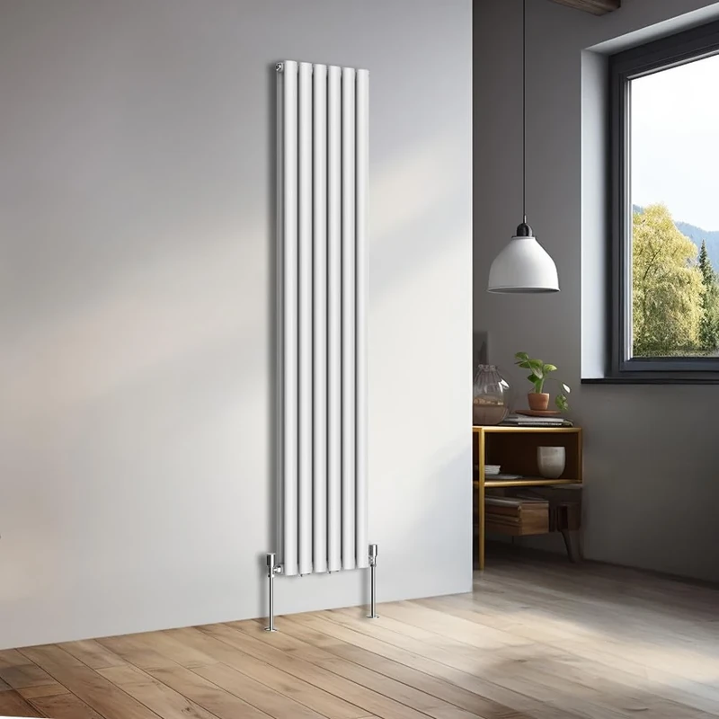 NRG 1800x354mm Vertical Oval Double Panel Heater Column Radiator Central Heating Radiators Designer Tall Radiators White