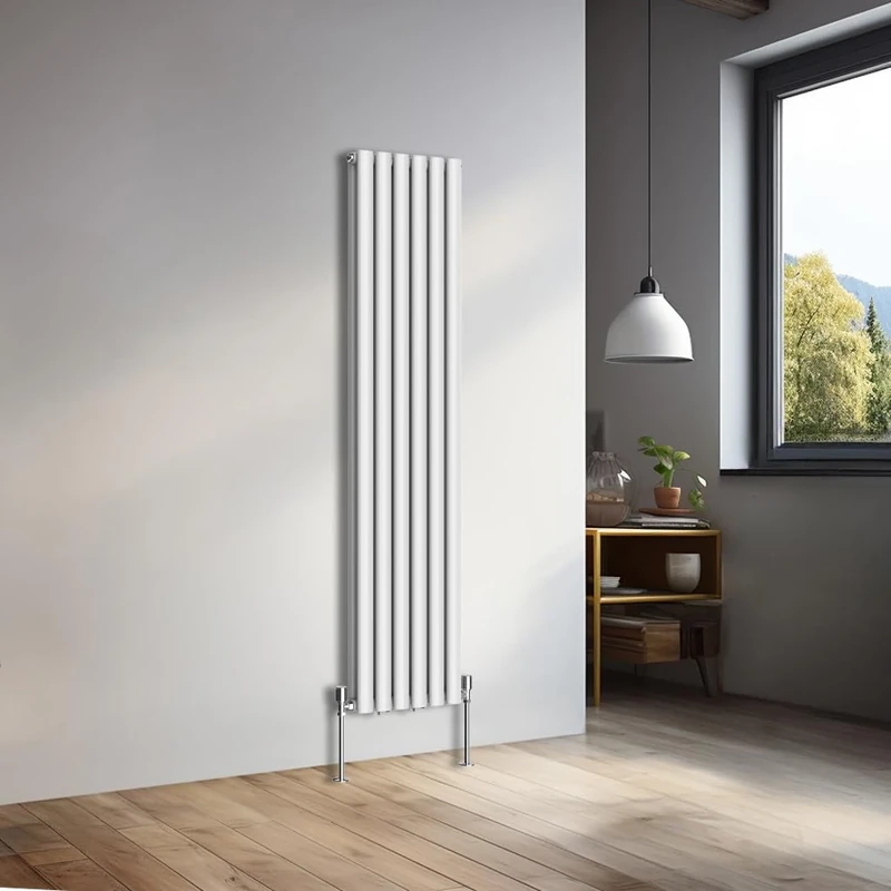 NRG 1600x354mm Vertical Oval Double Panel Heater Column Radiator Central Heating Radiators Designer Tall Radiators Gloss White