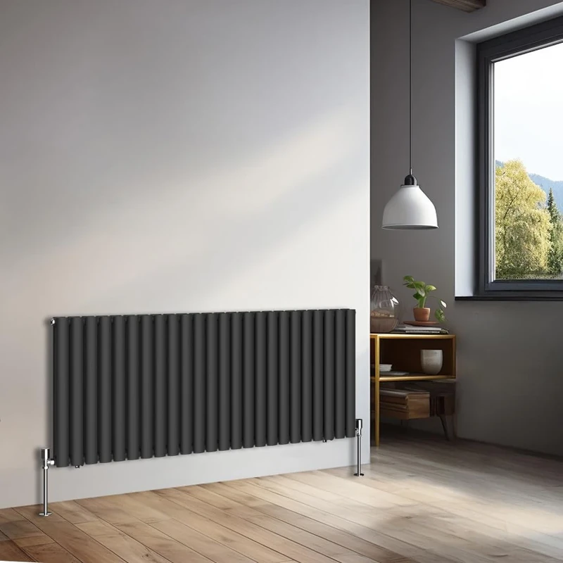 NRG 600x1416mm Horizontal Oval Double Panel Radiator Heater Column Radiator Central Heating Radiators Black