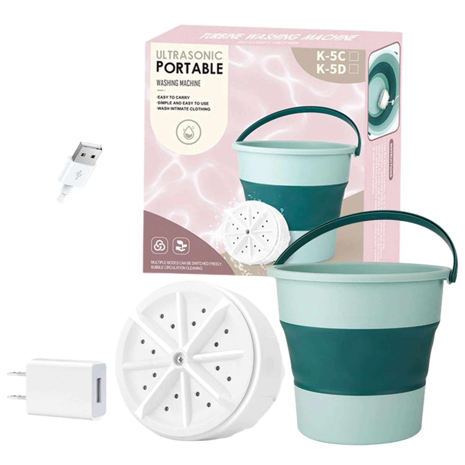 Weatail Washing Machine, 10L Foldable Portable Washing Machines, Washing Machine For Baby Clothes, Ultrasonic Turbine Washer By USB Powered, For Home Travel Apartments Dorms Socks Underwear Bra