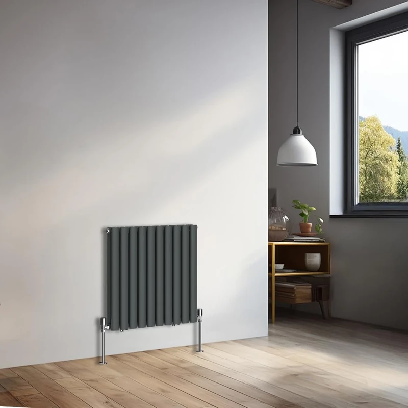 NRG 600x590mm Horizontal Oval Double Panel Radiator Heater Column Radiator Central Heating Radiators Anthracite